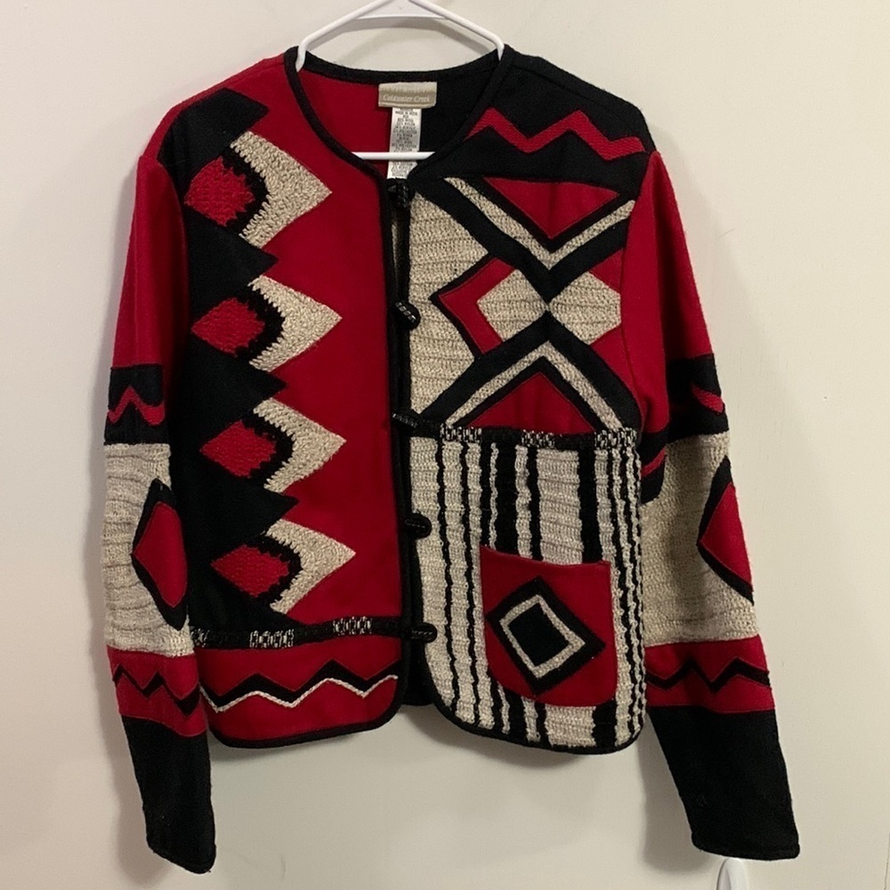 Coldwater Creek Crochet / Wool Blend Jacket Unique slight wear Sz Large